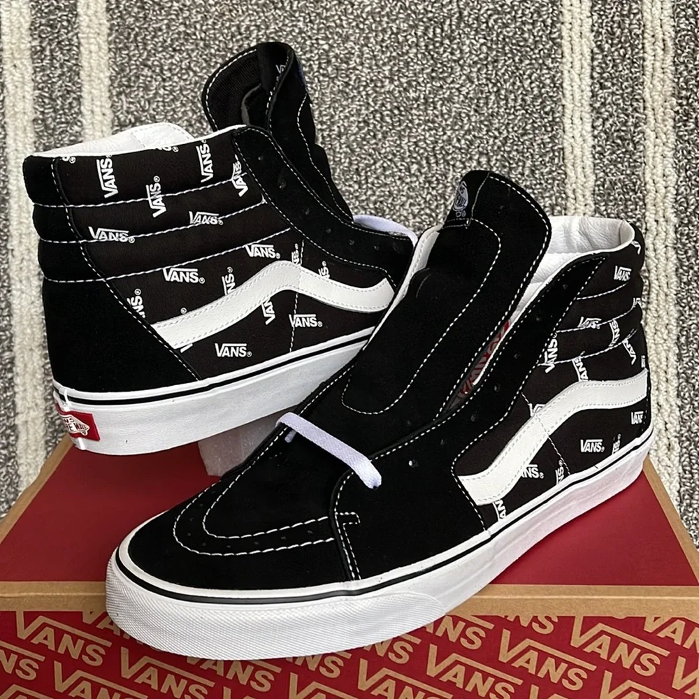Vans Men’s Sk8-Hi Vans Black/True White Sneakers - Picture 9 of 16